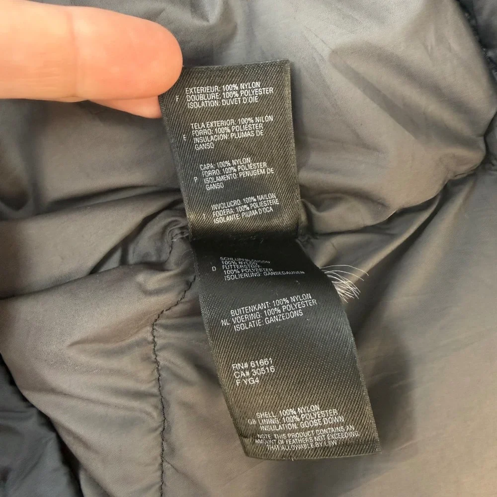 The North Face Mens 550 Down Puffer Jacket Black Quilted Full Zip Medium